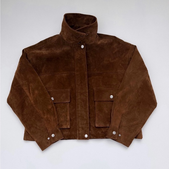 ZARA 100% LEATHER BOMBER JACKET - Picture 6 of 11